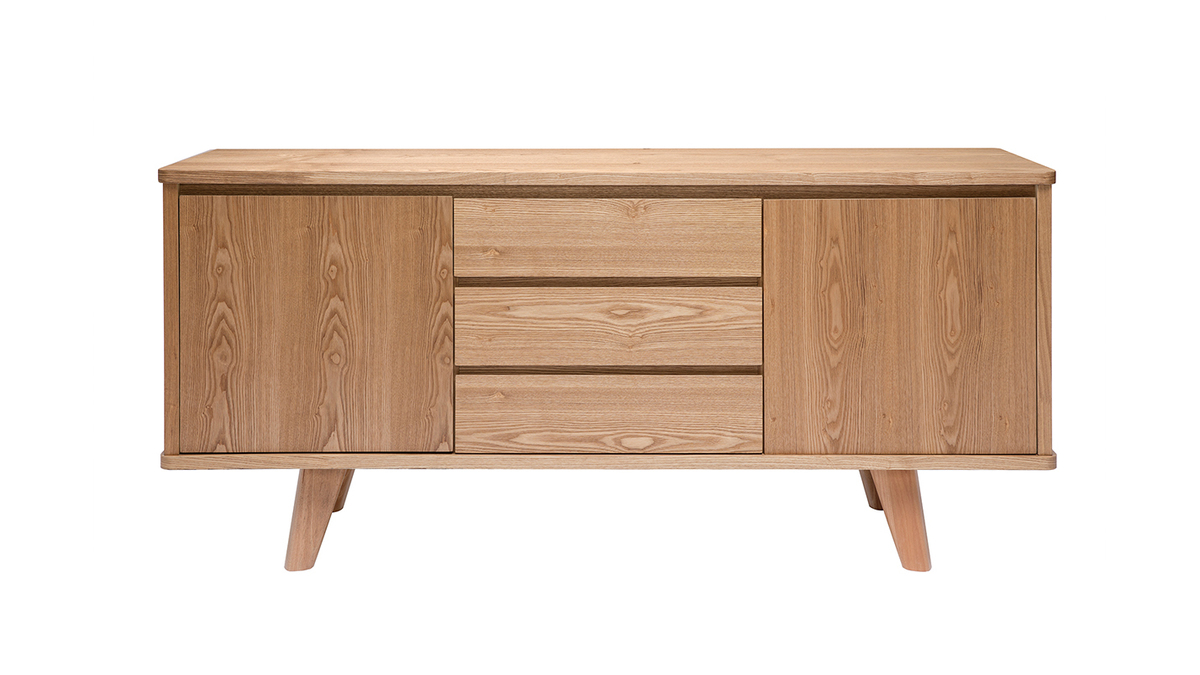 Skandinavisches Sideboard aus Esche mit Tren und Schubladen 160 cm FIFTIES