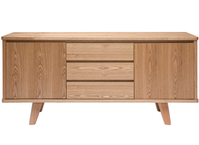 Skandinavisches Sideboard aus Esche mit Türen und Schubladen 160 cm FIFTIES