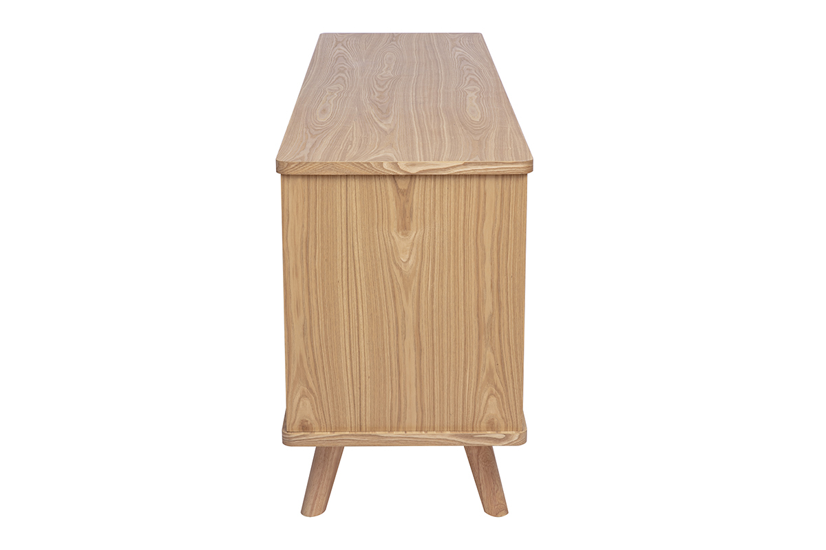 Skandinavisches Buffet aus hellem Eschenholz, Seitenansicht, 2 T�ren und 3 Schubladen.