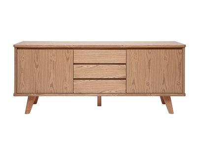 Skandinavisches Sideboard aus hellem Eschenholz, 2 T&uuml;ren, 3 Schubladen, L180 cm FIFTIES