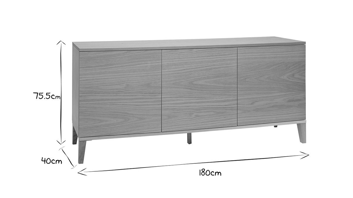 Skandinavisches Sideboard aus hellem Holz B180cm FREDDY