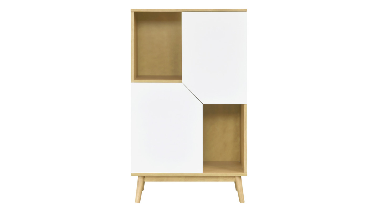 Skandinavisches Sideboard aus hellem und weiem Holz 2 Tren TALIA