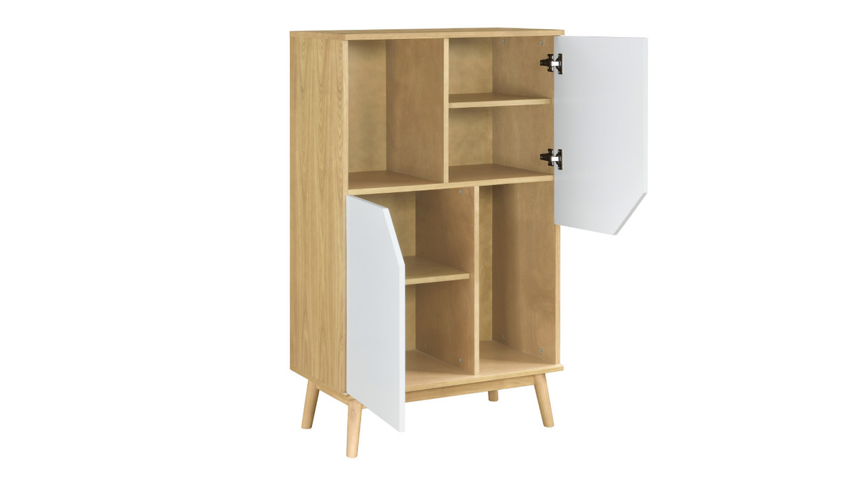 Skandinavisches Sideboard aus hellem und weiem Holz 2 Tren TALIA