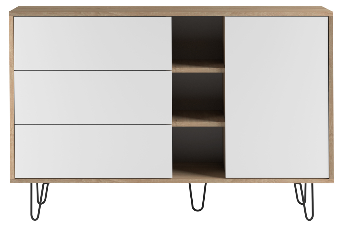 Skandinavisches Sideboard LUMY in Holz und Wei