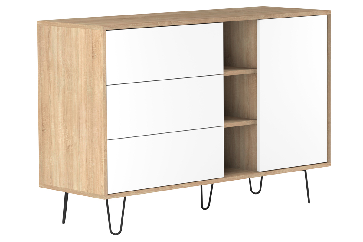 Skandinavisches Sideboard LUMY in Holz und Wei