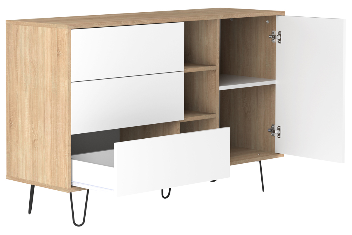 Skandinavisches Sideboard LUMY in Holz und Wei