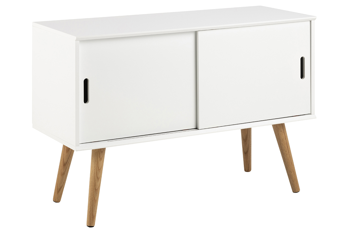 Skandinavisches Sideboard matt wei mit Schiebetren SNOOP