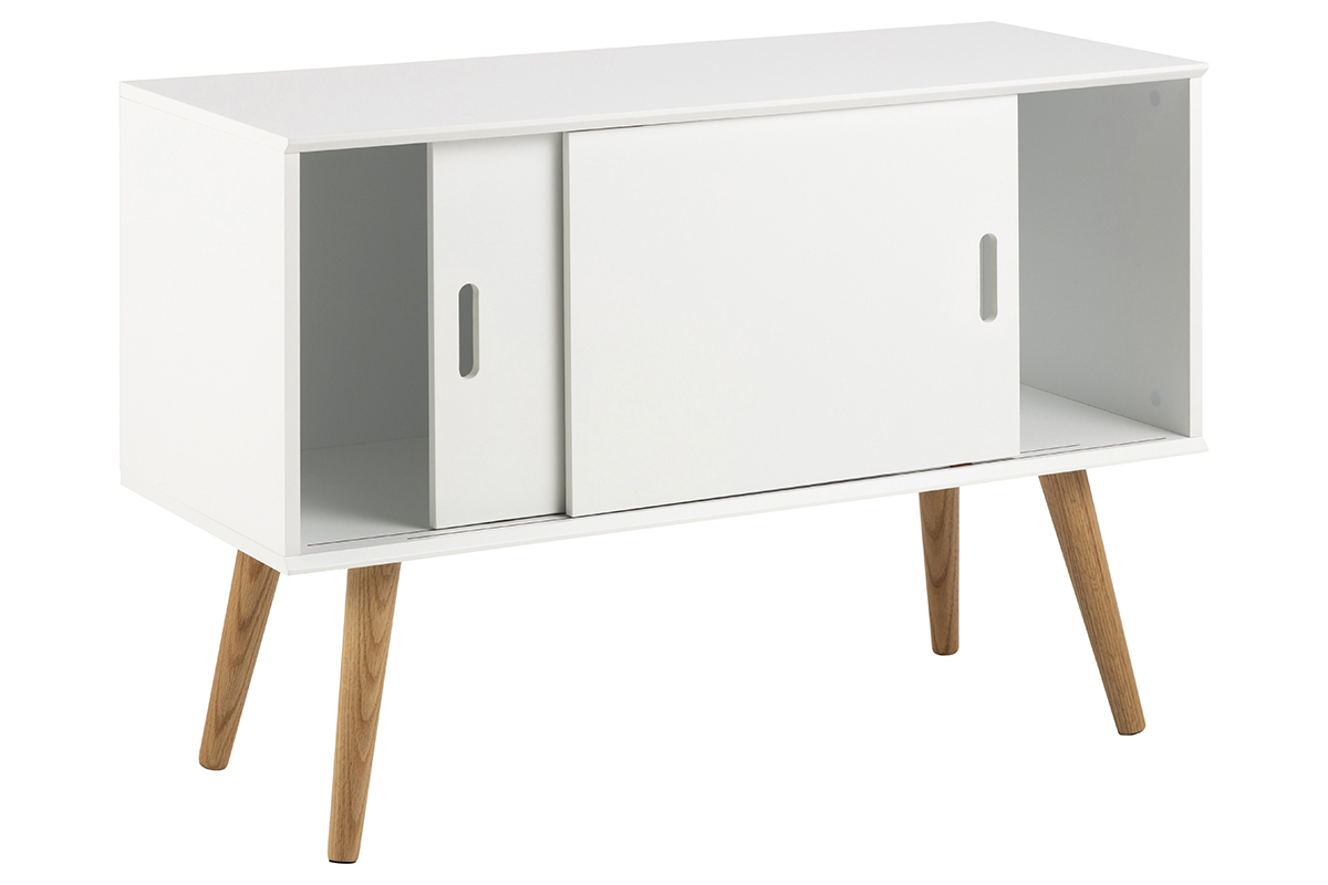Skandinavisches Sideboard matt wei mit Schiebetren SNOOP