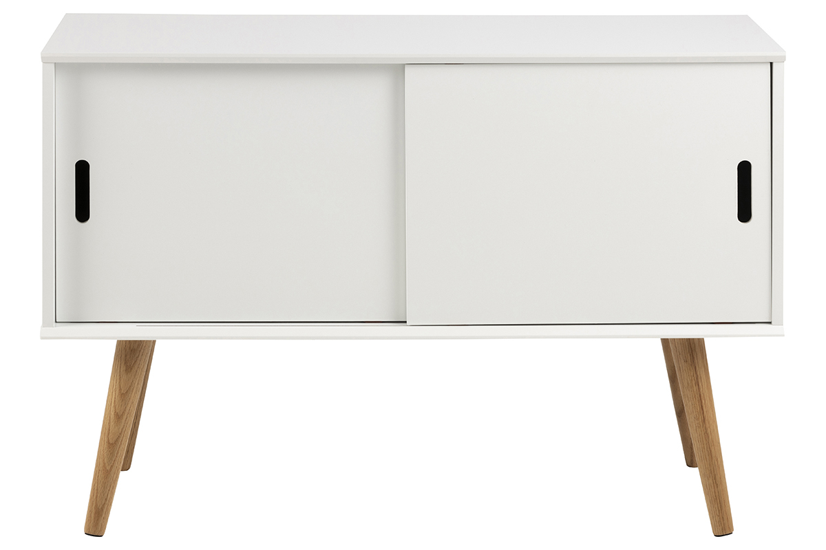 Skandinavisches Sideboard matt wei mit Schiebetren SNOOP