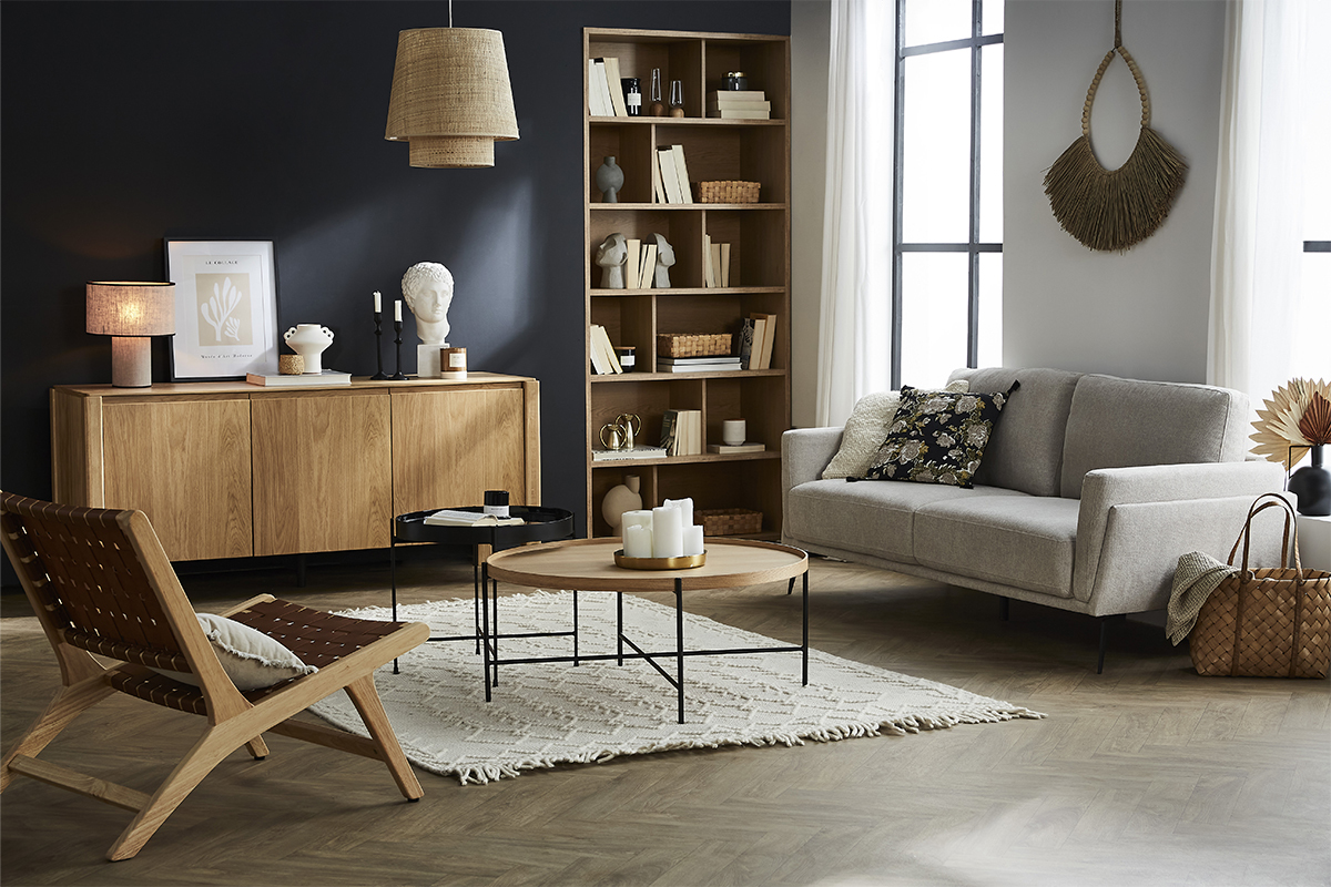 Skandinavisches Sideboard mit 3 Tren aus Eichenholz B166 cm AGALI