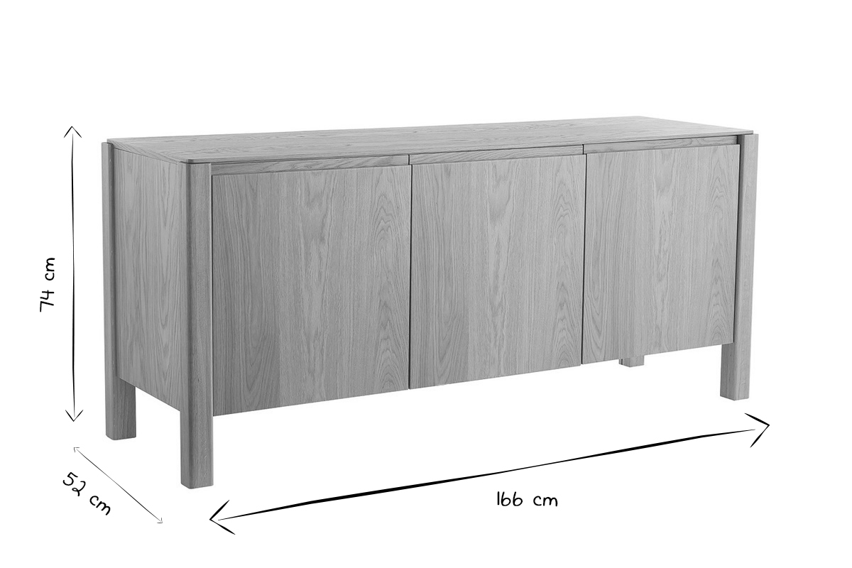 Skandinavisches Sideboard mit 3 Tren aus Eichenholz B166 cm AGALI