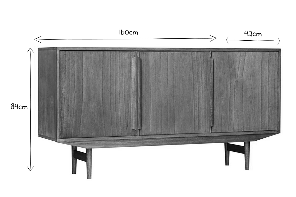Skandinavisches Sideboard mit 3 Tren B160 cm SEVEN