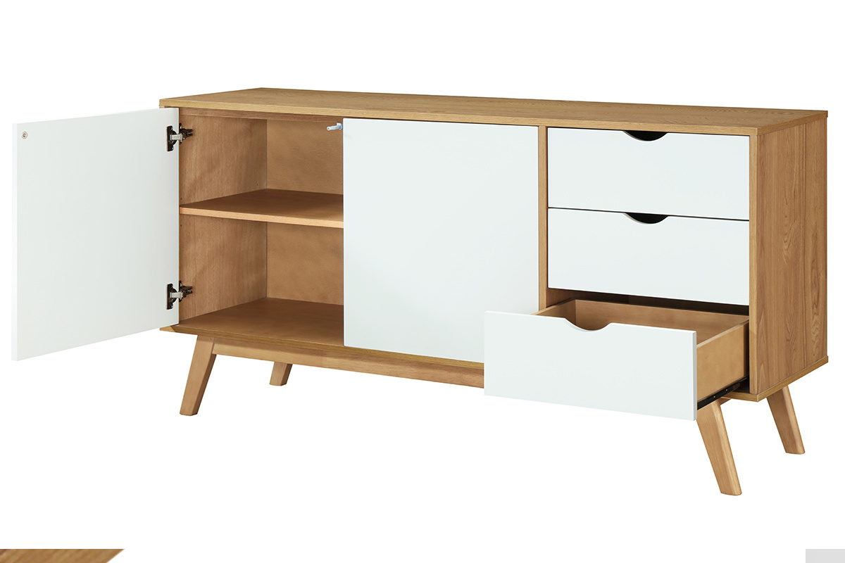 Skandinavisches Sideboard Wei und helles Holz NEELA ?