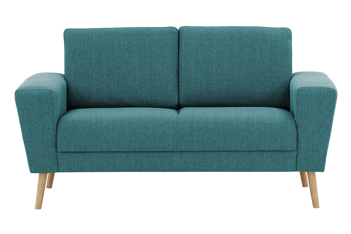 Skandinavisches Sofa 2-Sitzer aus blaugrnem Stoff MOCAZ ?