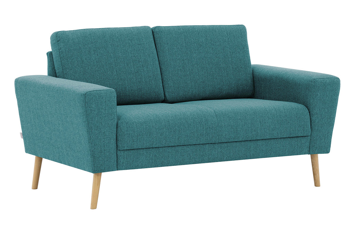 Skandinavisches Sofa 2-Sitzer aus blaugrnem Stoff MOCAZ ?