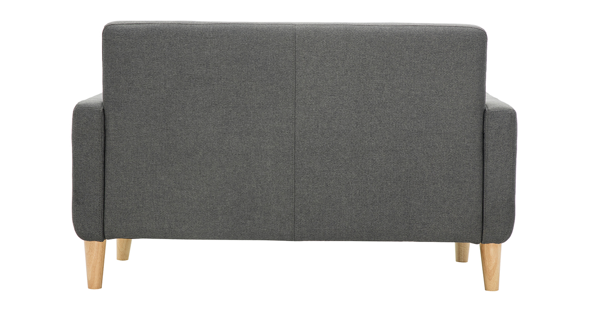 Skandinavisches Sofa 2-Sitzer aus dunkelgrauem Stoff LUNA