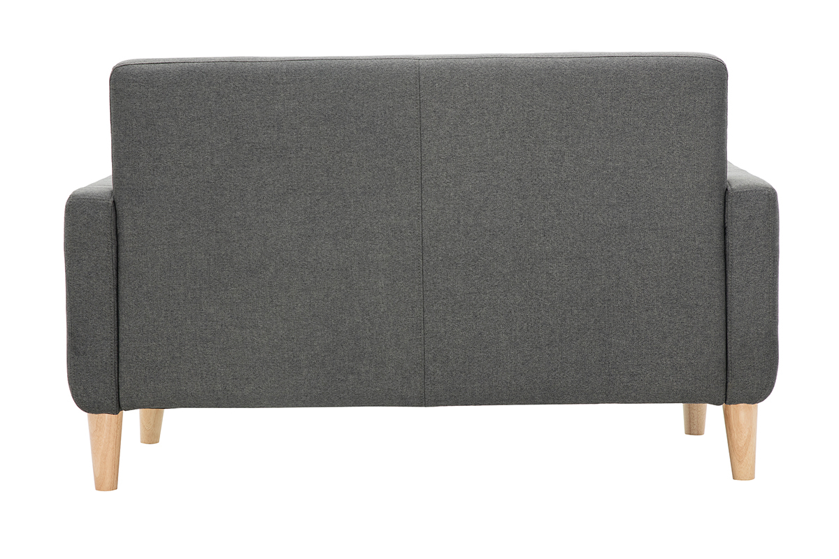 Skandinavisches Sofa 2-Sitzer aus dunkelgrauem Stoff LUNA
