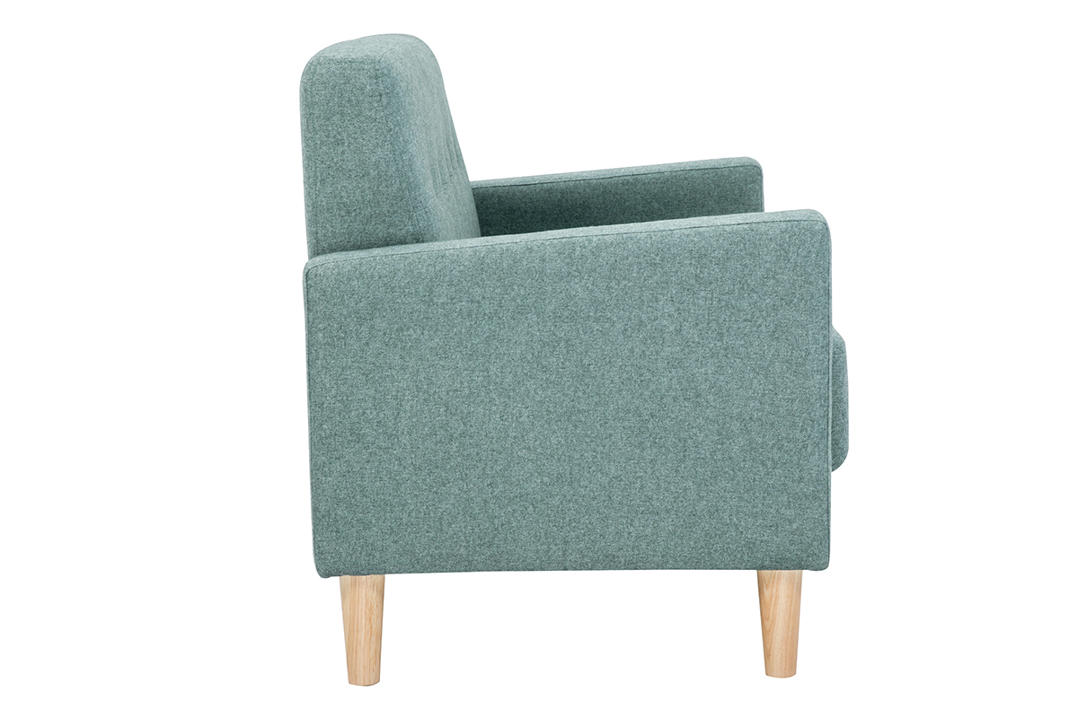 Skandinavisches Sofa 2-Sitzer aus graugrnem Stoff und hellem Holz MOON