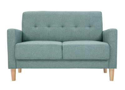 Skandinavisches Sofa 2-Sitzer aus graugrünem Stoff und hellem Holz MOON