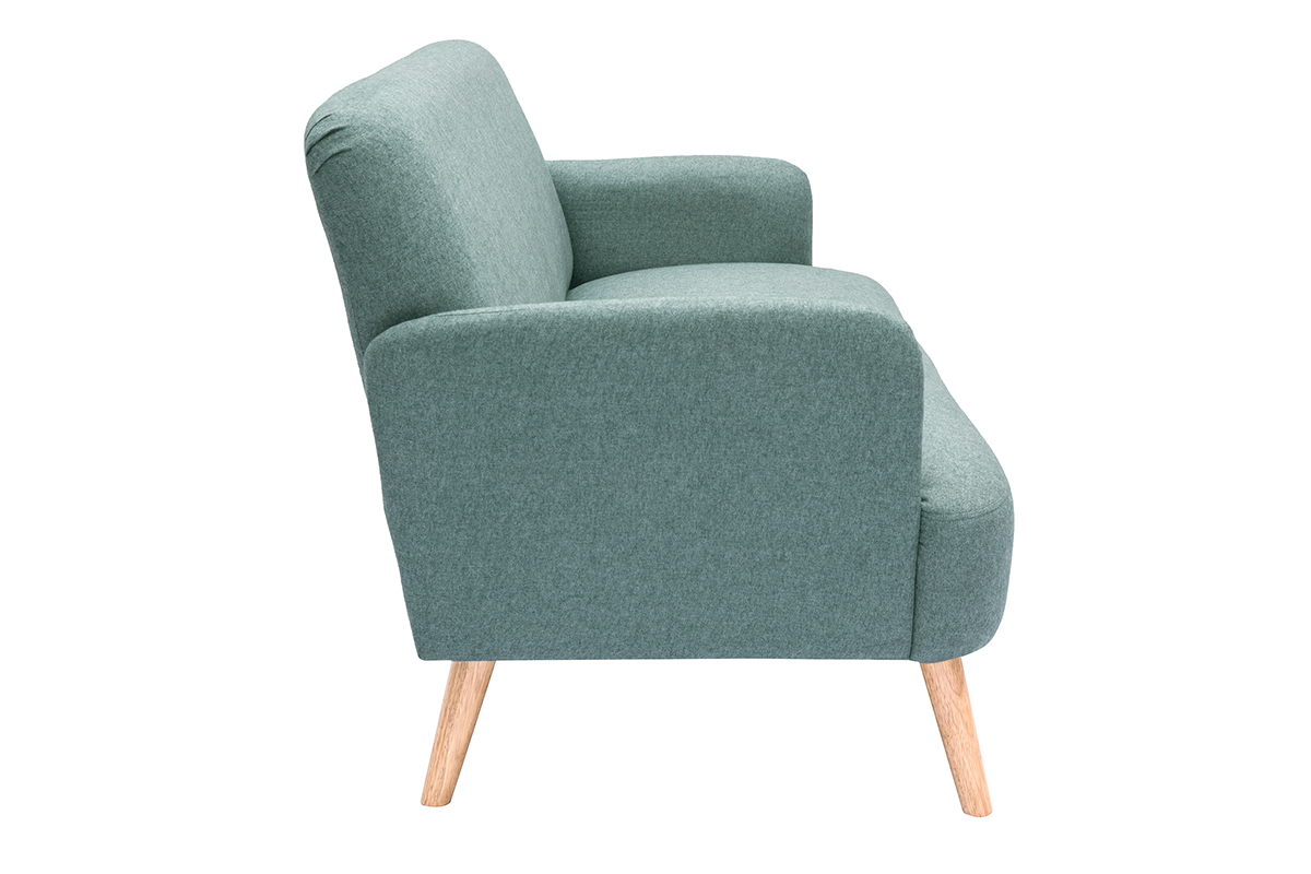 Skandinavisches Sofa 2-Sitzer aus grngrauem Stoff und hellem Holz ISKO