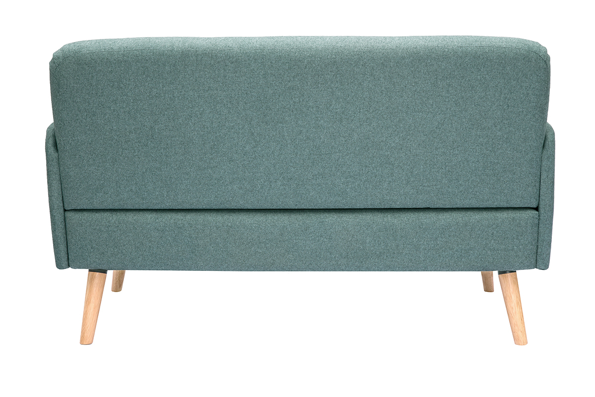 Skandinavisches Sofa 2-Sitzer aus grngrauem Stoff und hellem Holz ISKO