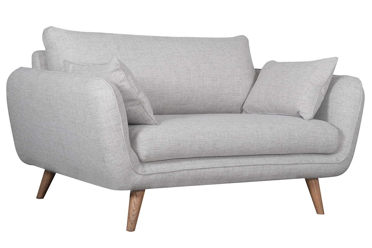 Skandinavisches Sofa 2-Sitzer hellgrau meliert CREEP