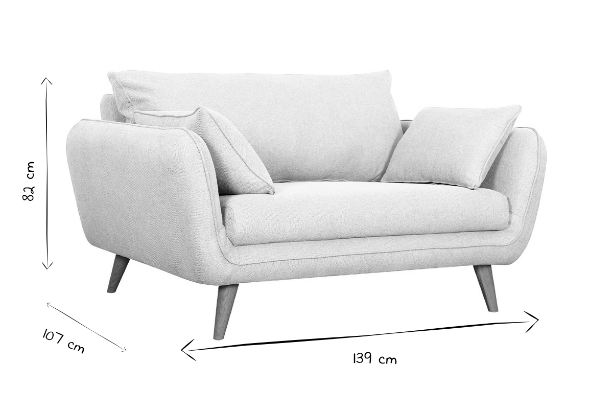 Skandinavisches Sofa 2-Sitzer hellgrau meliert CREEP