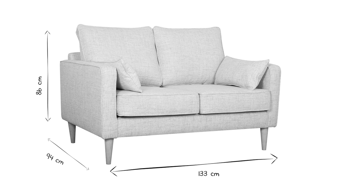 Skandinavisches Sofa 2-Sitzer hellgrau PAPEL