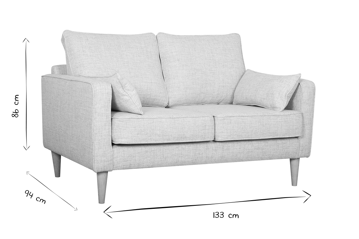 Skandinavisches Sofa 2-Sitzer hellgrau PAPEL
