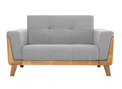 Skandinavisches Sofa 2-Sitzer in Hellgrau und Holz FJORD