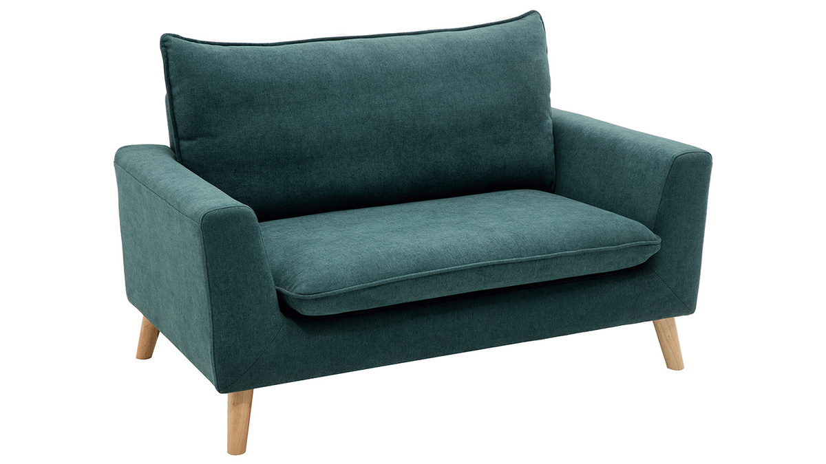 Skandinavisches Sofa 2-Sitzer mit Samteffekt in Blaugrün JONAS