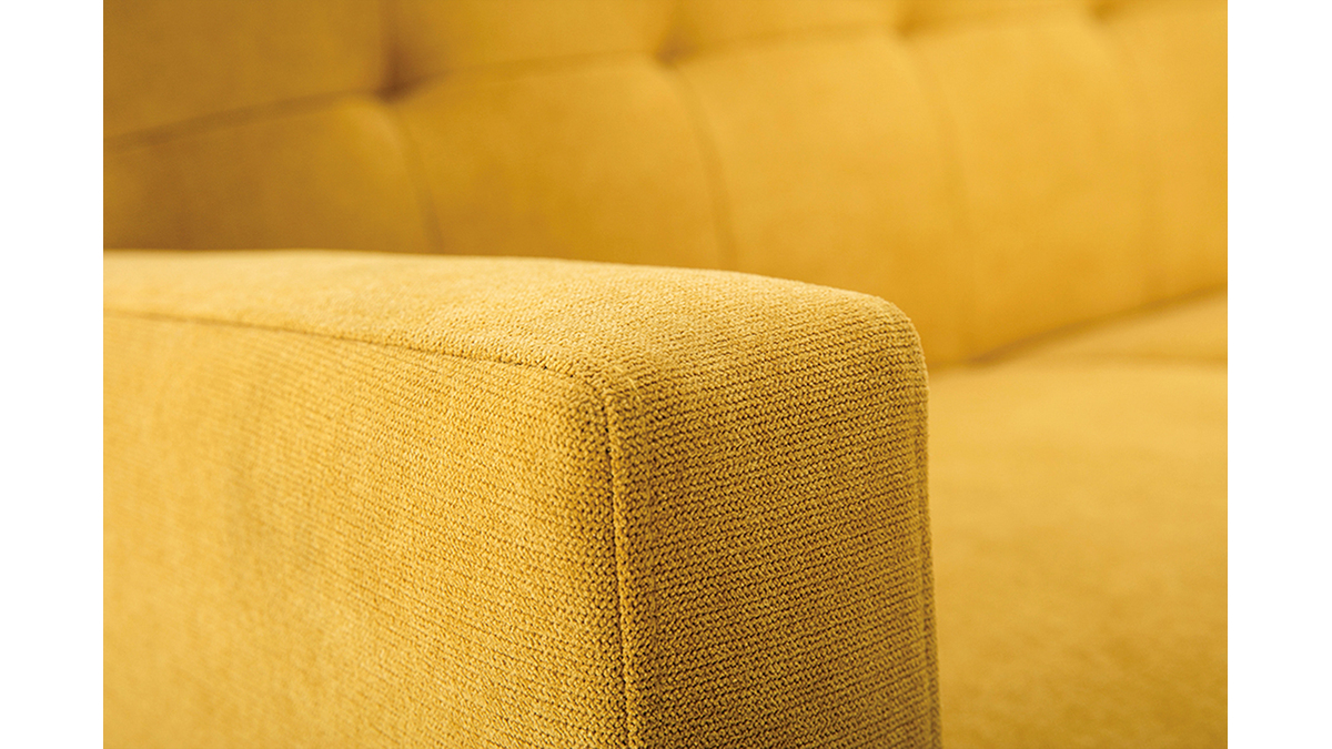 Skandinavisches Sofa 2-Sitzer mit Samteffekt in Senfgelb MOON