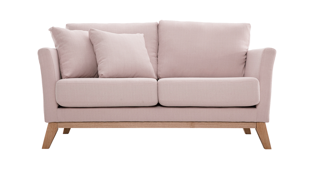 Skandinavisches Sofa 2-Sitzer pastellrosa mit abnehmbarem Bezug OSLO