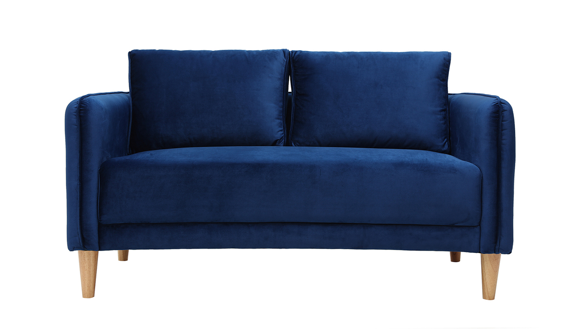 Skandinavisches Sofa 2-Sitzer Samt blau KURT