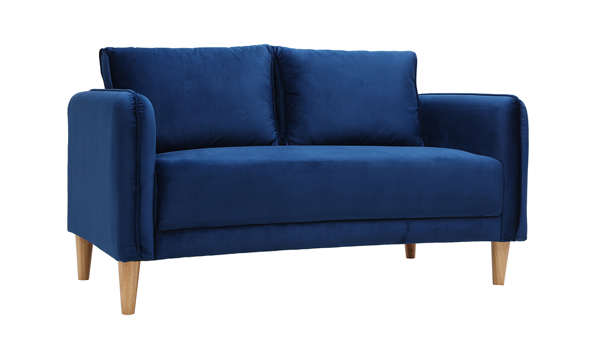 Skandinavisches Sofa 2-Sitzer Samt blau KURT