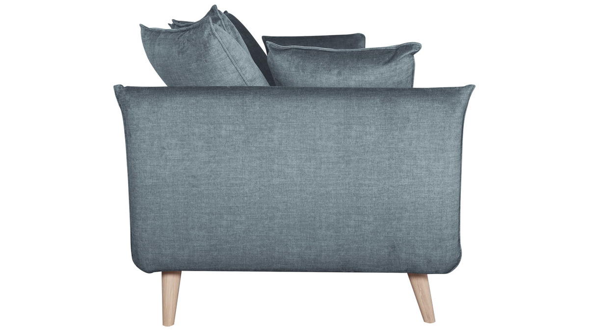 Skandinavisches Sofa 3-Sitzer aus blaugrauem Stoff und hellem Holz OLYMPIA