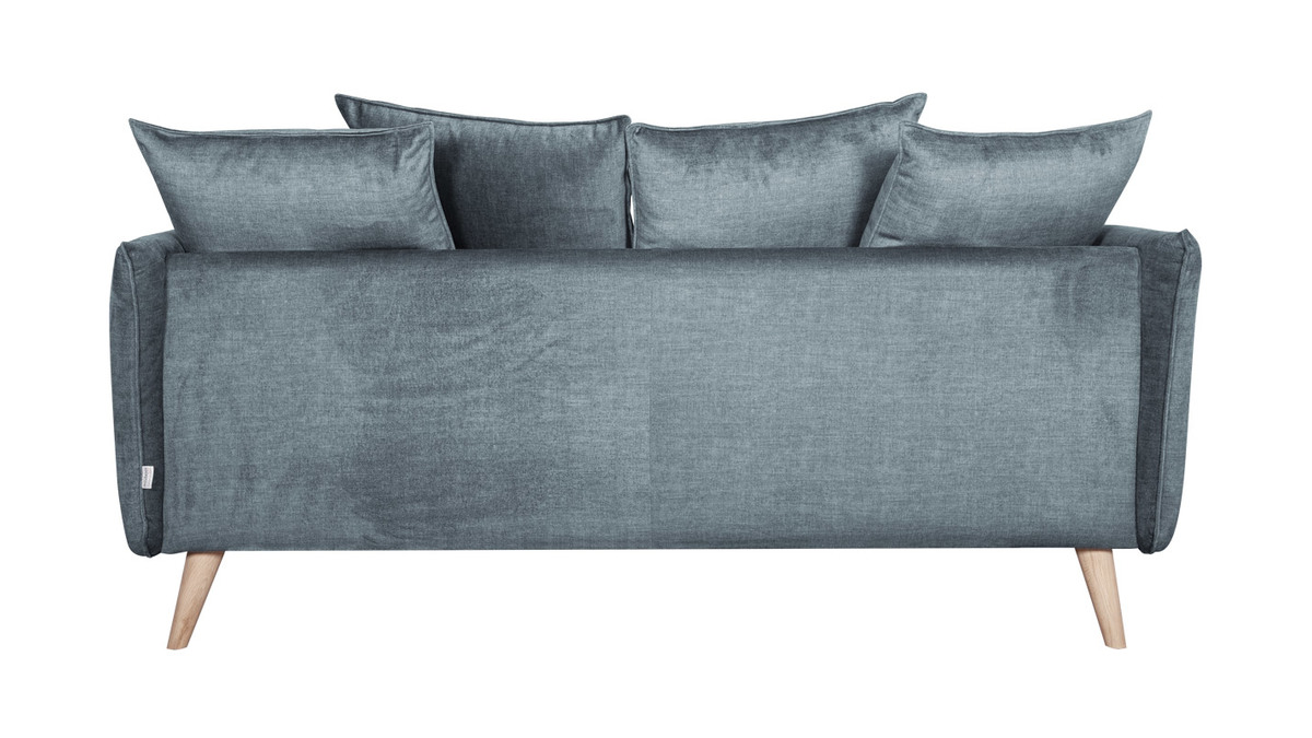 Skandinavisches Sofa 3-Sitzer aus blaugrauem Stoff und hellem Holz OLYMPIA