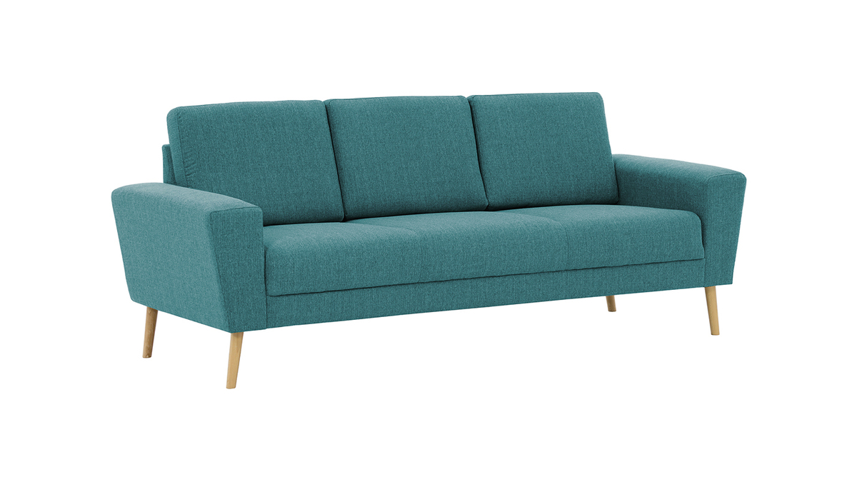 Skandinavisches Sofa 3-Sitzer aus blaugrnem Stoff MOCAZ ?