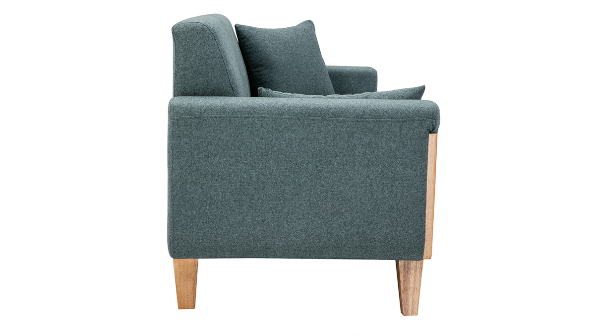 Skandinavisches Sofa 3-Sitzer aus graugrnem Stoff und hellem Holz FJORD