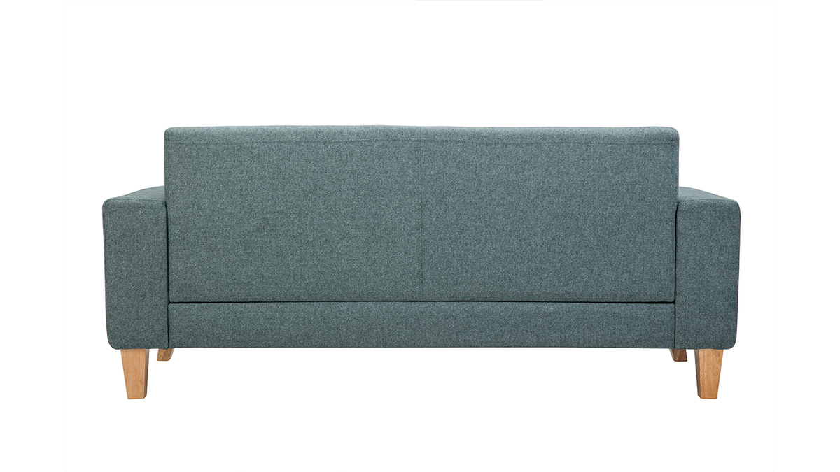 Skandinavisches Sofa 3-Sitzer aus graugrnem Stoff und hellem Holz FJORD