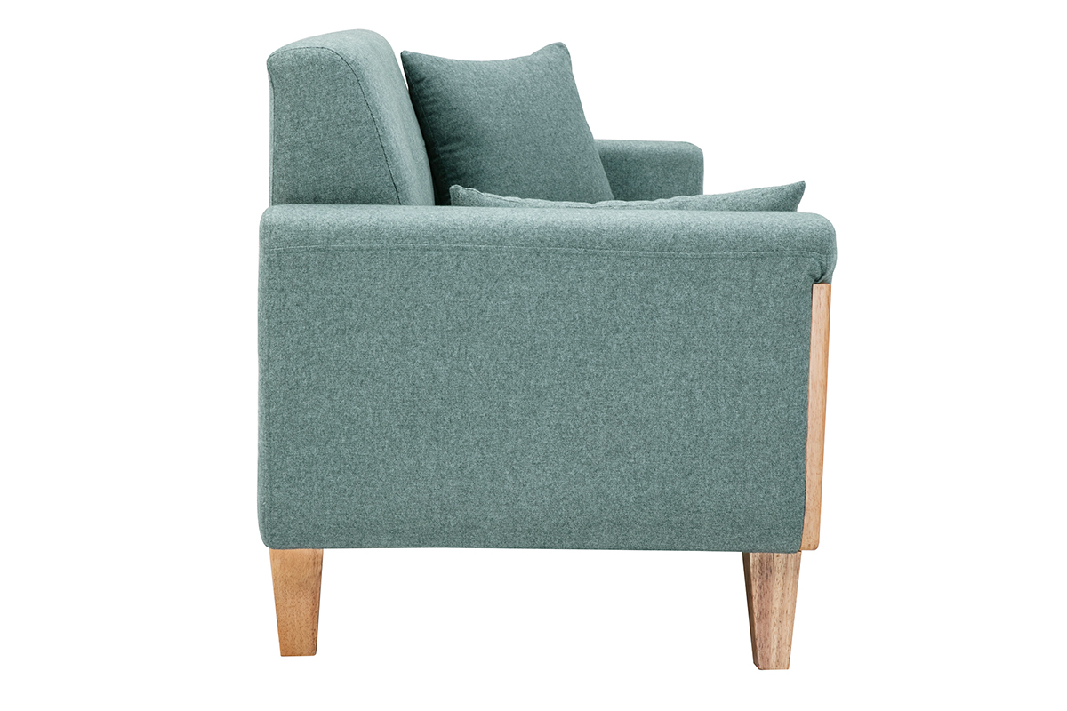 Skandinavisches Sofa 3-Sitzer aus graugrnem Stoff und hellem Holz FJORD