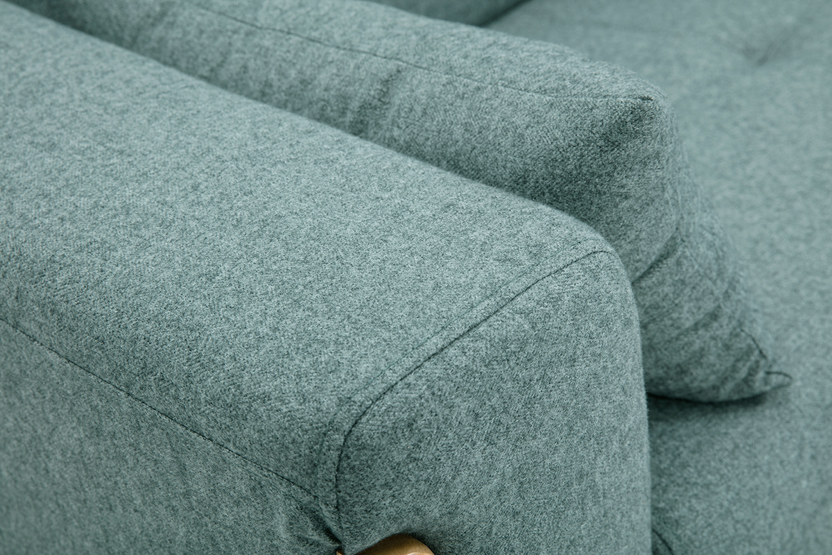 Skandinavisches Sofa 3-Sitzer aus graugrnem Stoff und hellem Holz FJORD