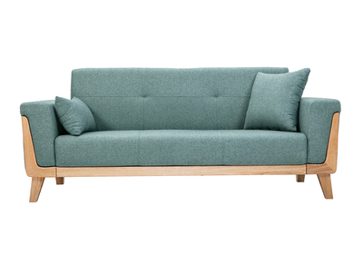 Skandinavisches Sofa 3-Sitzer aus graugrünem Stoff und hellem Holz FJORD