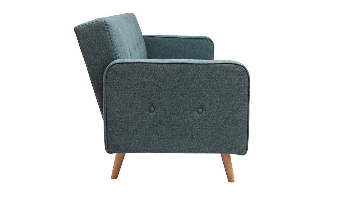 Skandinavisches Sofa 3-Sitzer aus graugrnem Stoff und hellem Holz ULLA