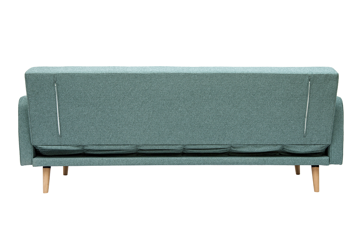 Skandinavisches Sofa 3-Sitzer aus graugrnem Stoff und hellem Holz ULLA