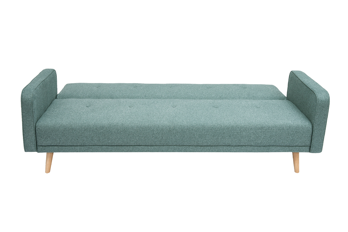 Skandinavisches Sofa 3-Sitzer aus graugrnem Stoff und hellem Holz ULLA