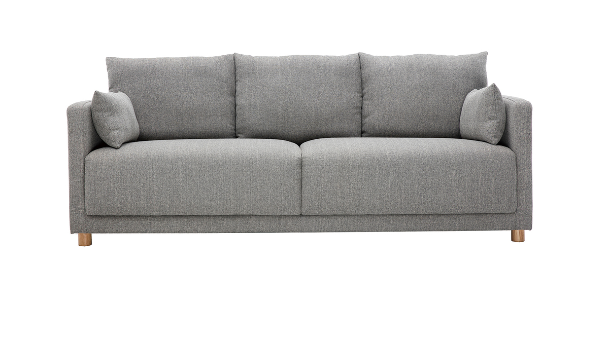 Skandinavisches Sofa 3-Sitzer aus hellgrauem Stoff THIOU