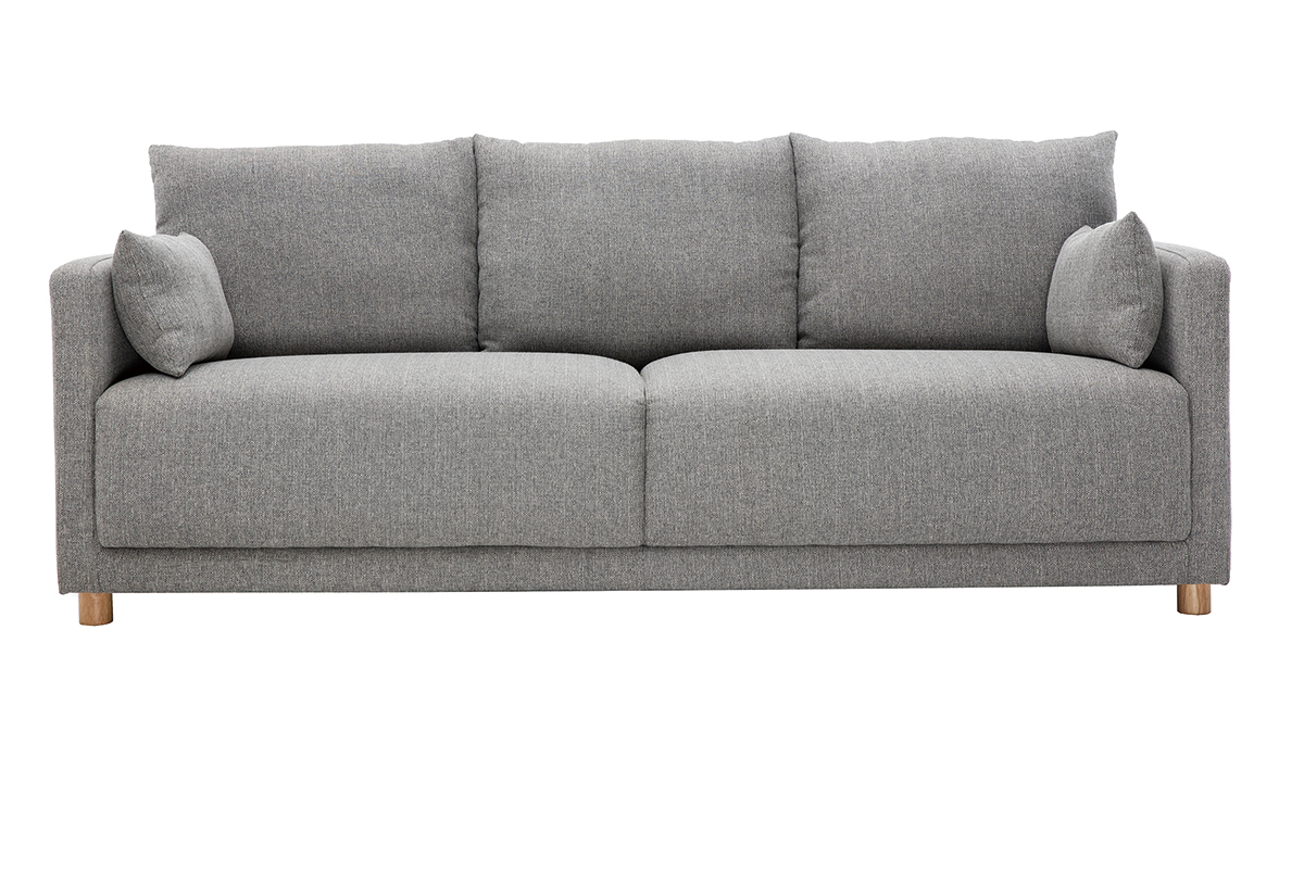 Skandinavisches Sofa 3-Sitzer aus hellgrauem Stoff THIOU