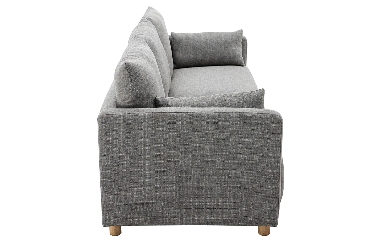 Skandinavisches Sofa 3-Sitzer aus hellgrauem Stoff THIOU