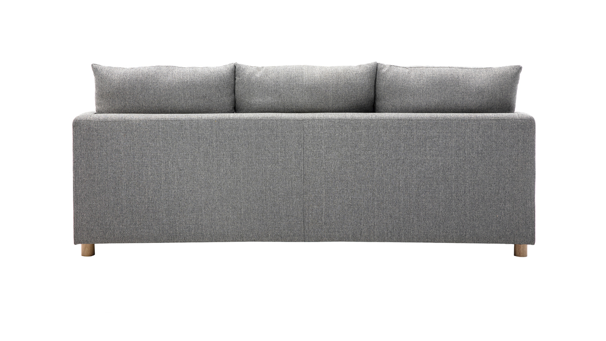 Skandinavisches Sofa 3-Sitzer aus hellgrauem Stoff THIOU